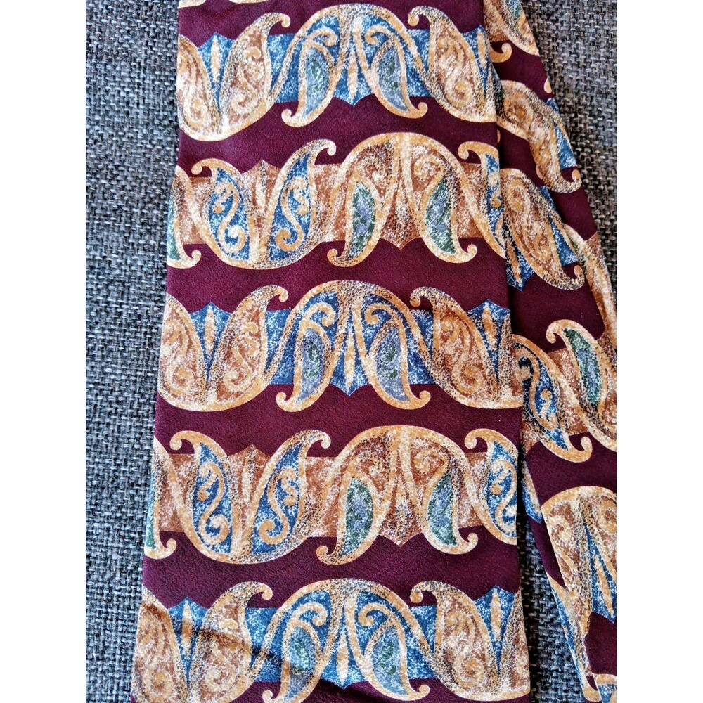 Tie 70s 80s 90s Y2K Mens Bill Robinson Silk Red Beige Blue 4 Wide 59 Long